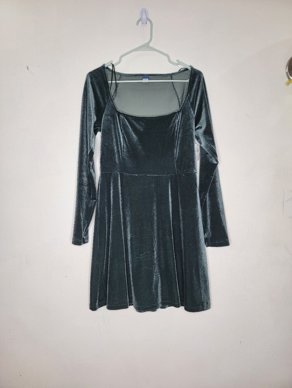 Old Navy Womens Black Velvet Long-Sleeve A-Line Dress